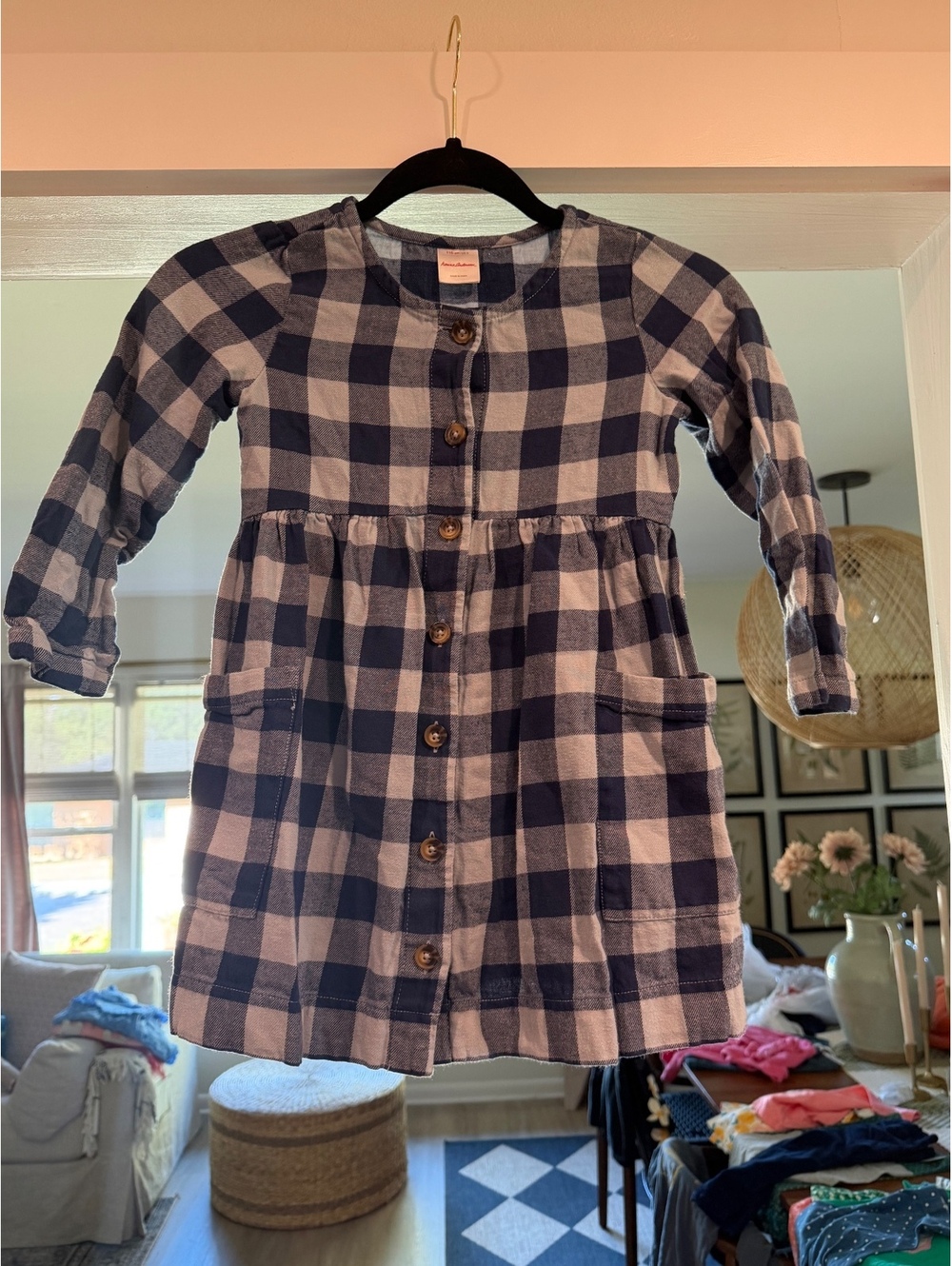 Hanna Andersson Blue Plaid Dress size 5